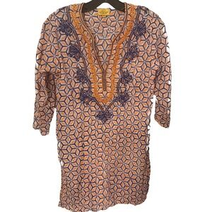 Roberta Roller Rabbit Cotton Embroidered Cover Up Tunic Blouse Top Shirt Sz XS